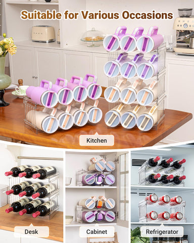 Gracenal fridge-safe bottle rack keeps drinks organized and cool