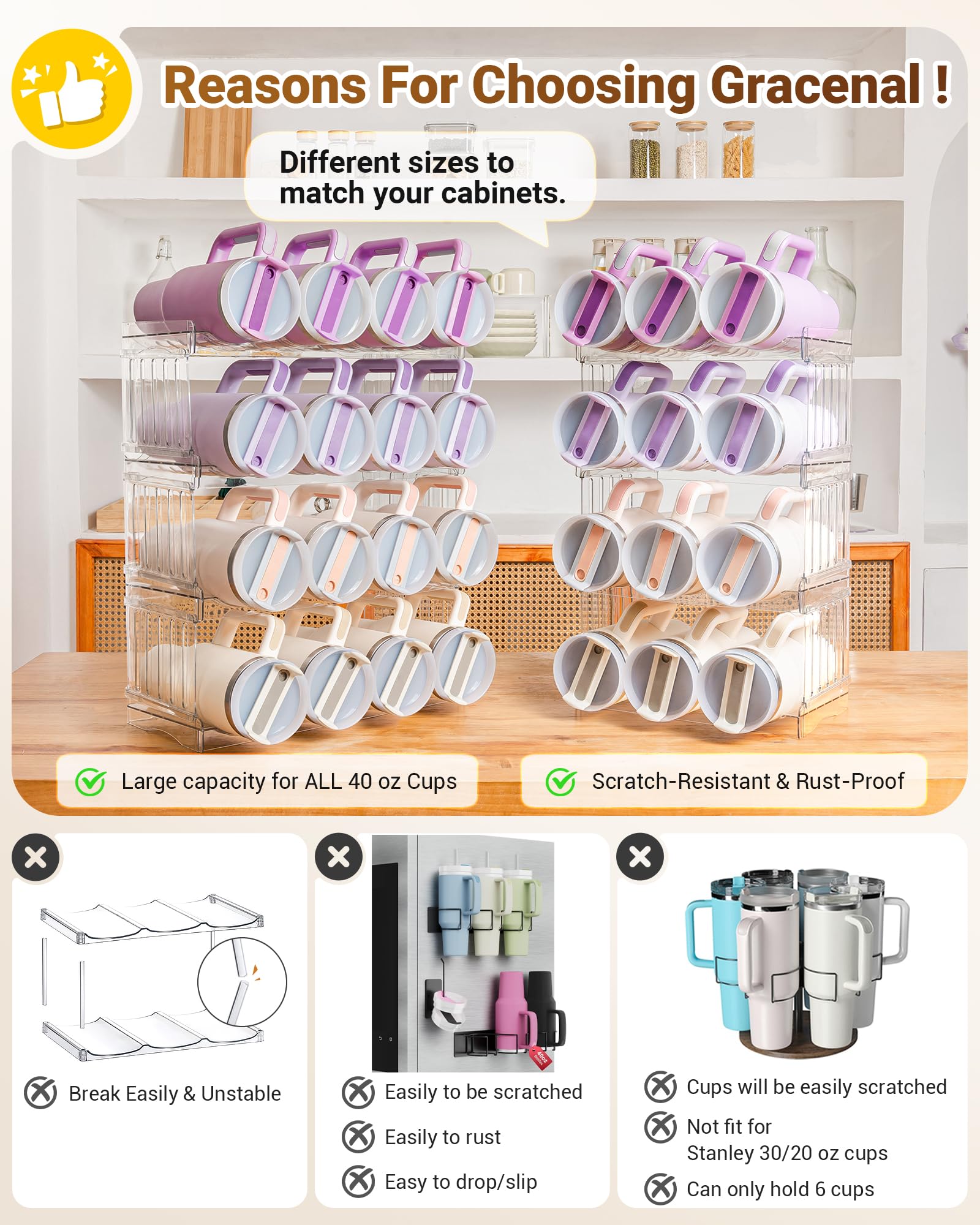 Gracenal kitchen pantry organizer with clear panels for easy access