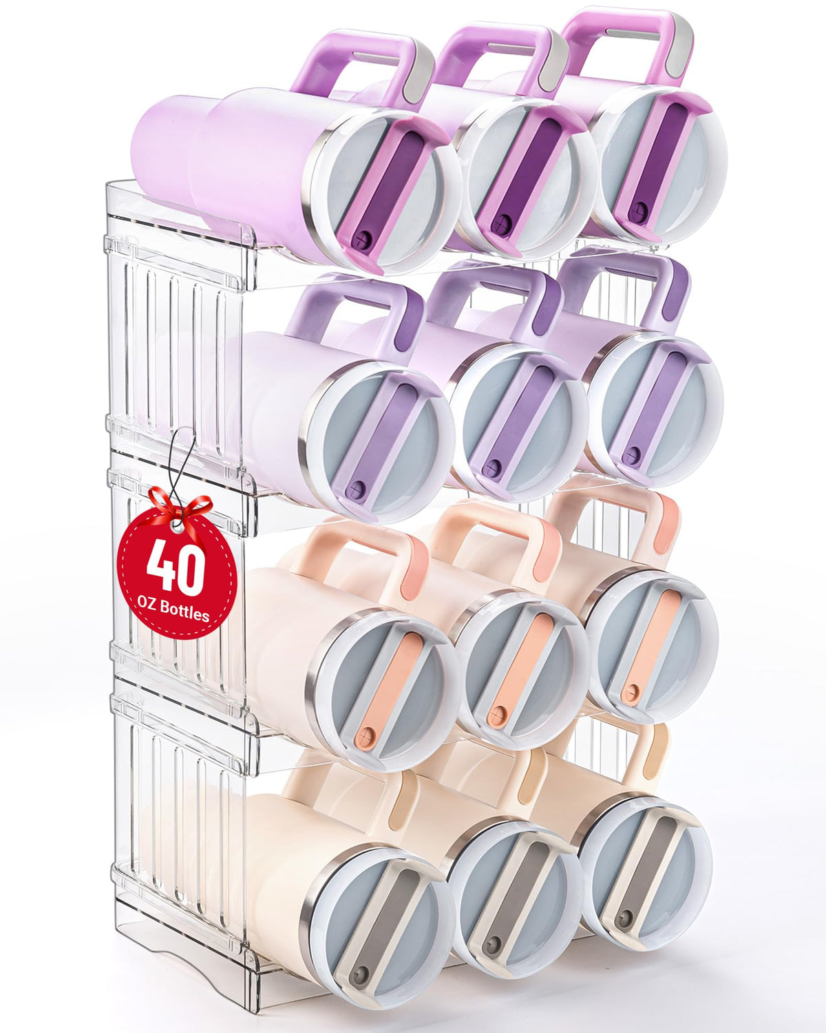 Gracenal large tumbler organizer for Stanley 40oz keeps bottles neatly arranged