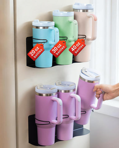 Gracenal magnetic cup holder for fridge, two-pack, secure storage for large tumblers.
