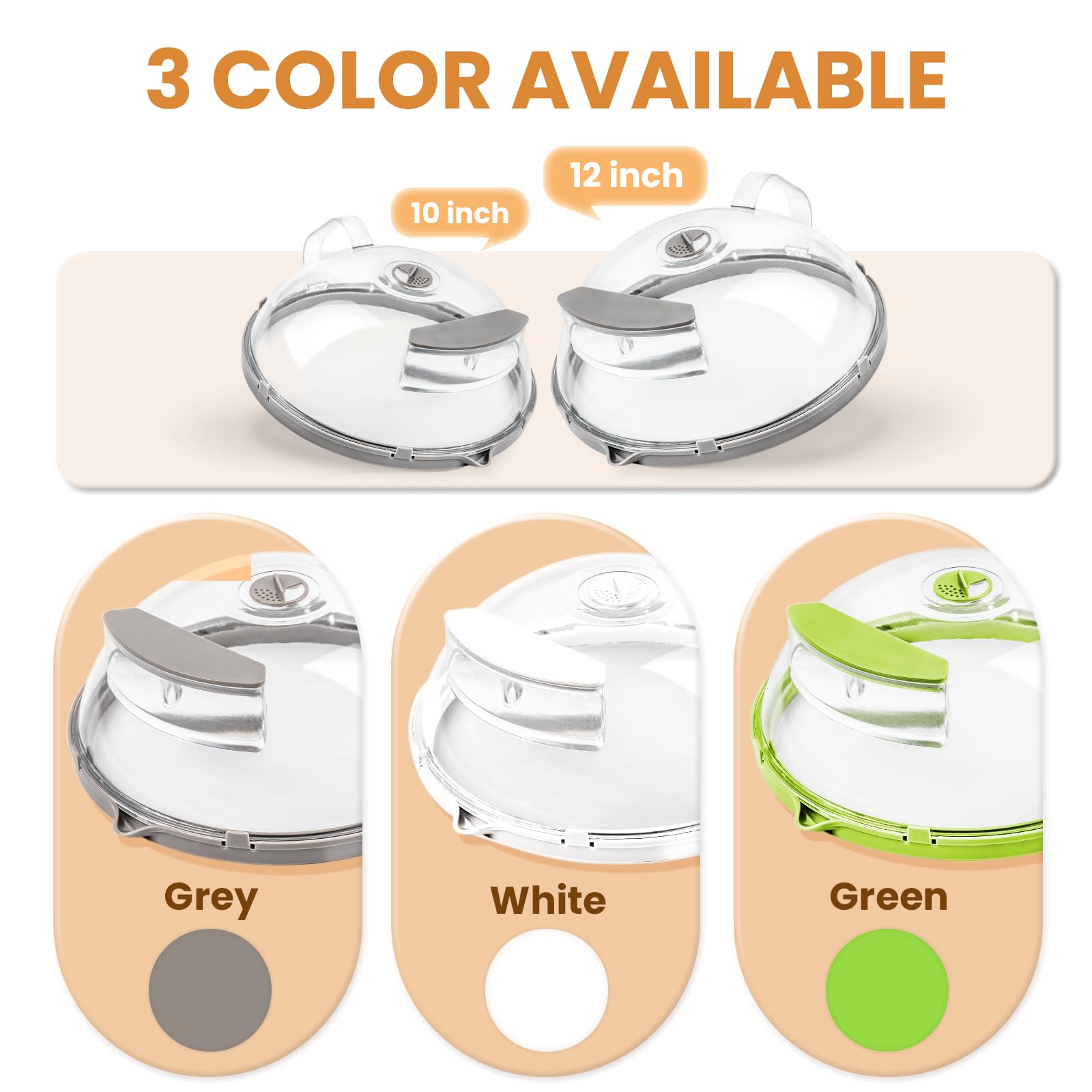 Gracenal microwave cover dimensions provide headroom for bowls.