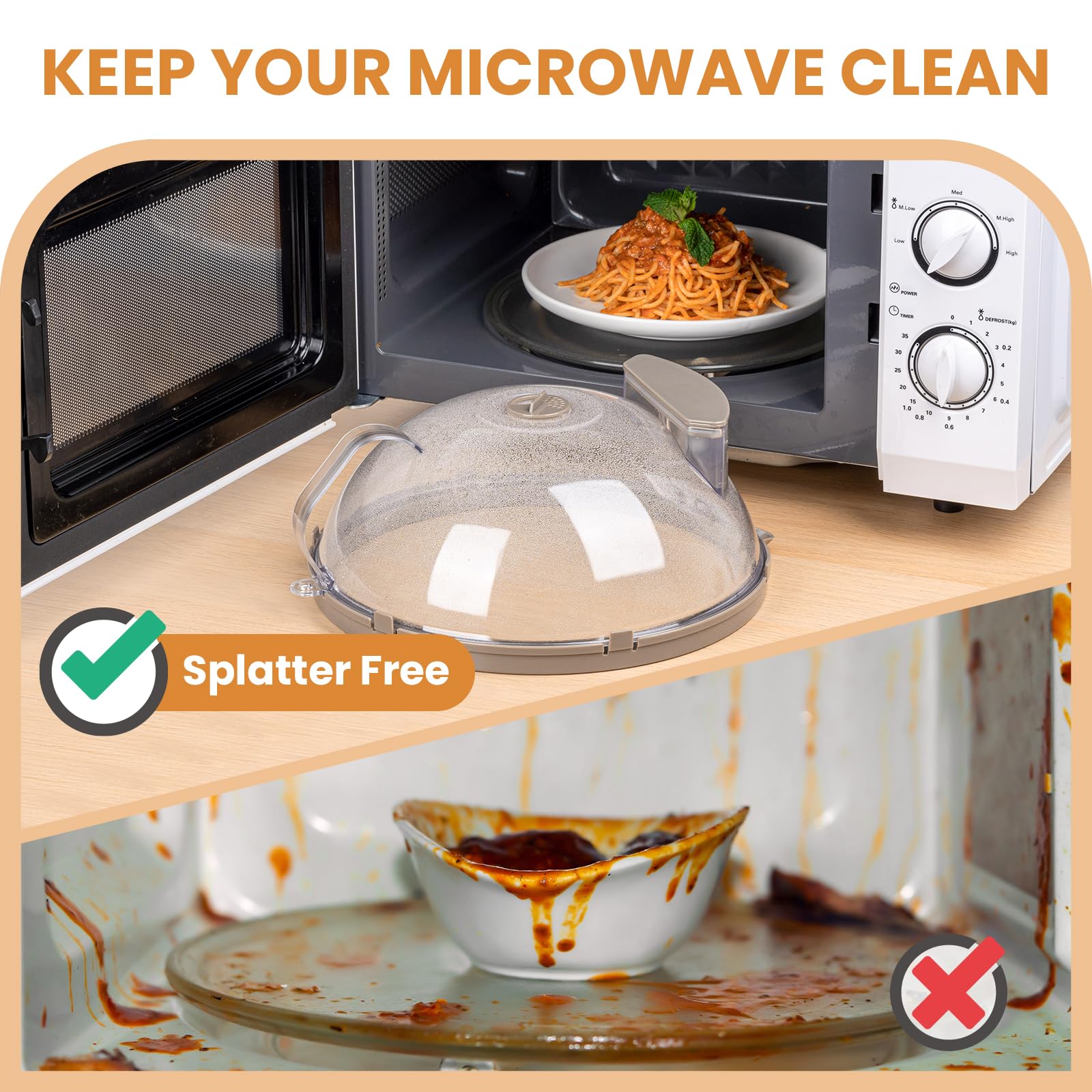 Gracenal microwave cover with integrated handle offers secure grip during heating.