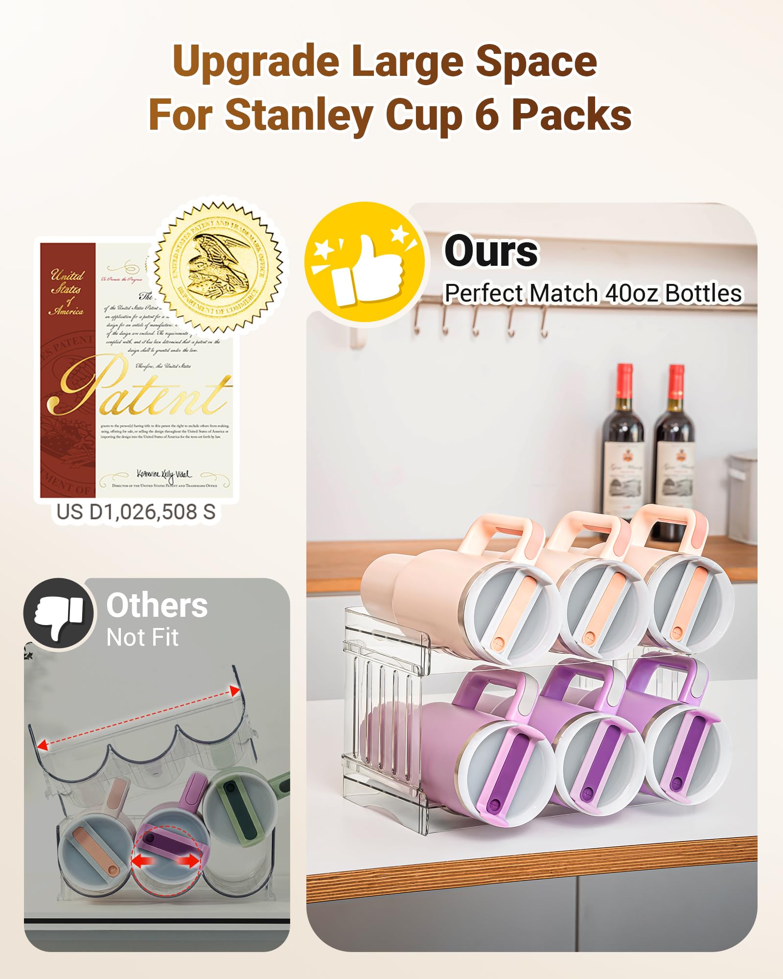 Gracenal stackable tumbler organizer shows tool-free assembly for tidy countertops.