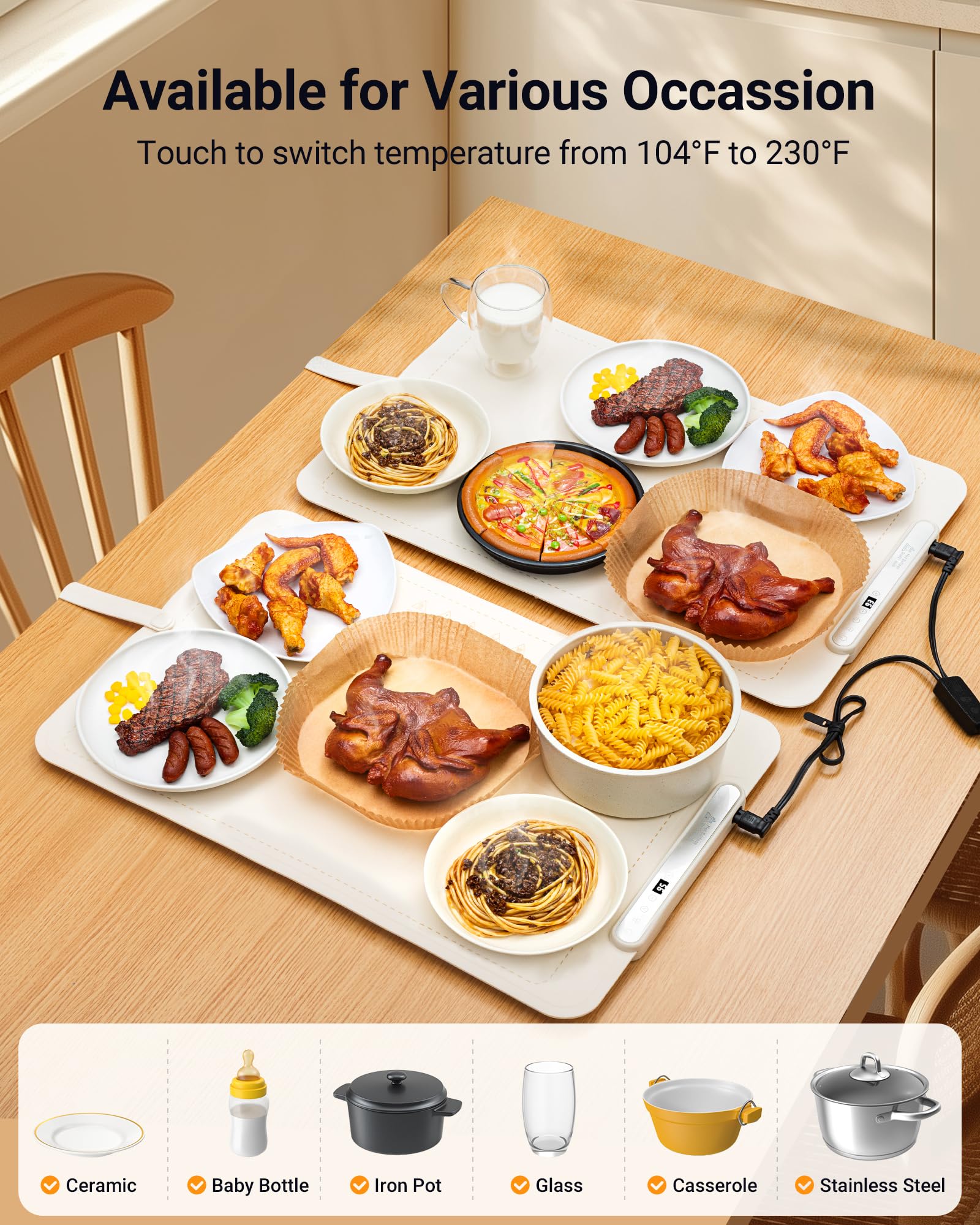 Gracenal warming mat cleanable-surface wipes clean after use