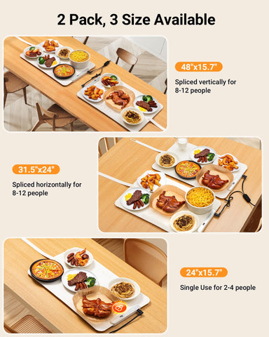 Gracenal warming mat joined-48x16 shows expanded heating surface for parties