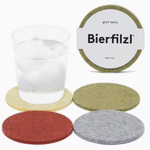 Graf Lantz Bierfilzl Merino Round Coasters in Ikebana 4-pack protect surfaces and add refined style