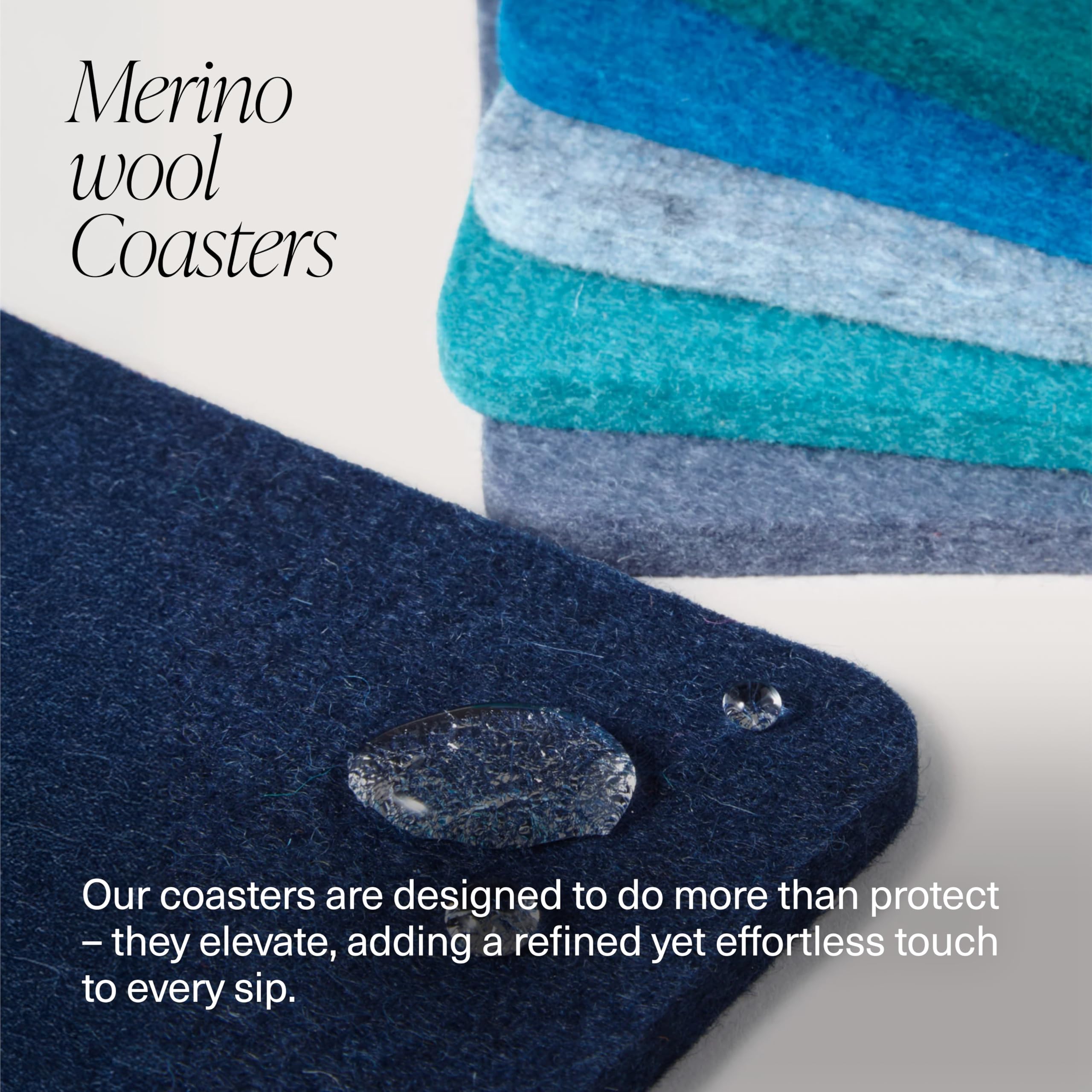 Close-up of Graf Lantz Merino wool coaster shows soft fiber detail.