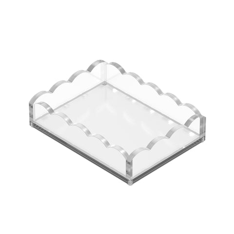 GRAHAM DESIGN clear acrylic decor tray as a stylish shelf accent.