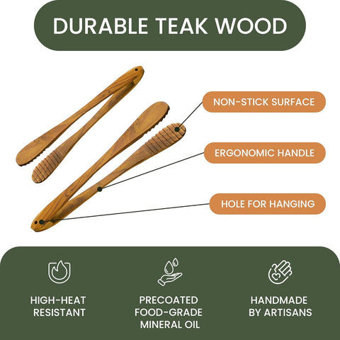 Graindi teak tongs for charcuterie boards with precise serving.