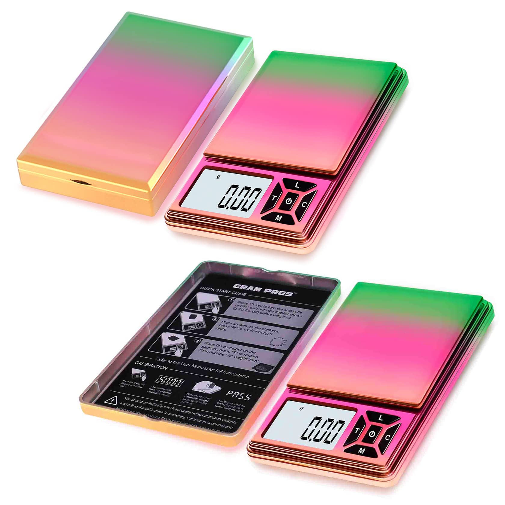 GRAM PRES digital display with backlight for easy night-time readings.