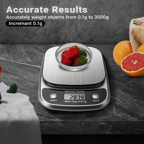 GRAM PRES compact digital scale showing a backlit LCD display for easy reading.