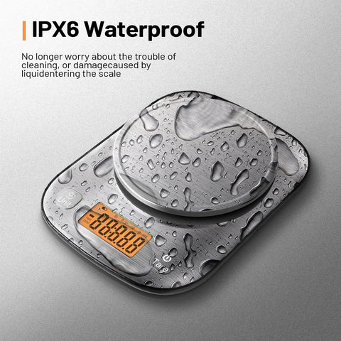 GRAM PRES IPX6 waterproof kitchen scale designed for reliable use in busy cooking spaces.