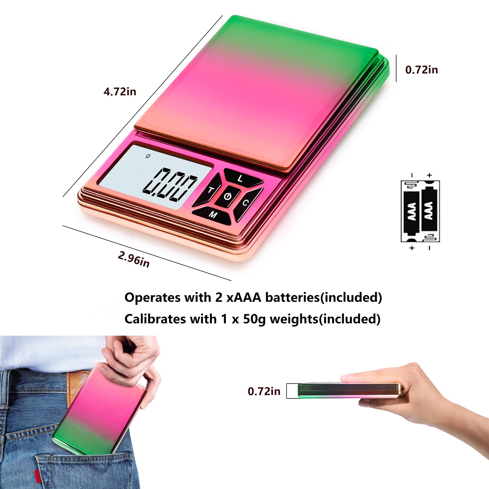 GRAM PRES tare function and 300g capacity simplify net weight calculations.