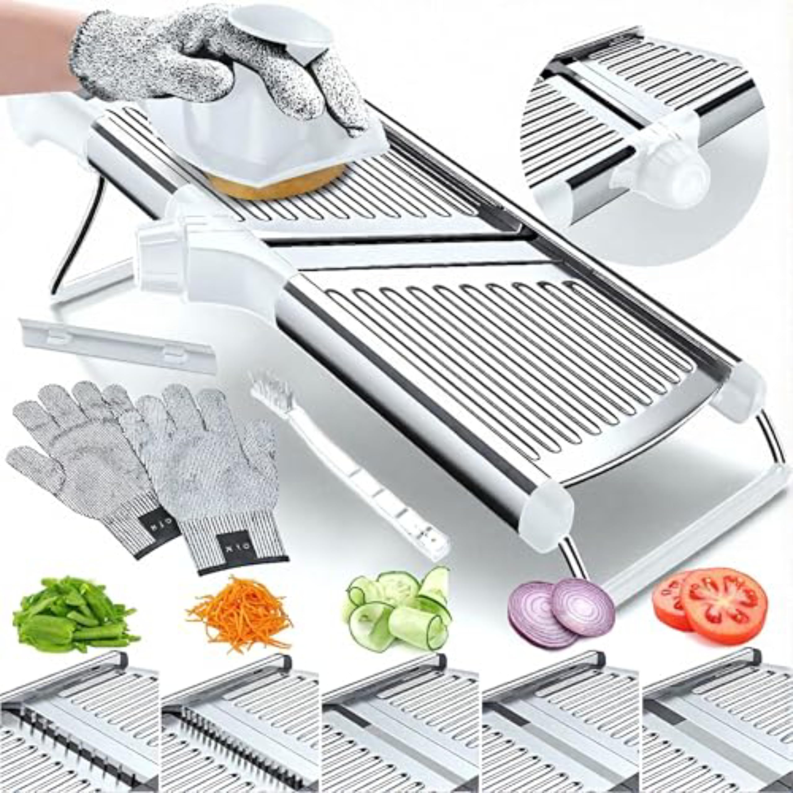 Gramercy Adjustable Mandoline setup for precise thickness control.