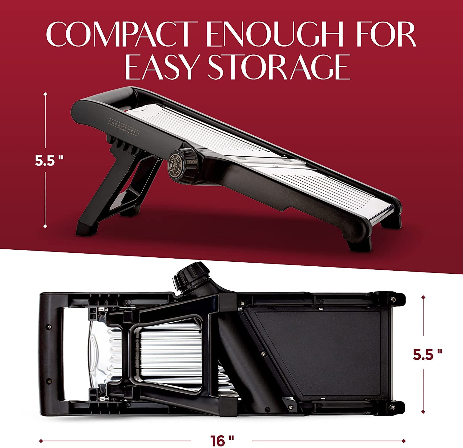 Gramercy Mandoline's compact, lightweight design stores easily.