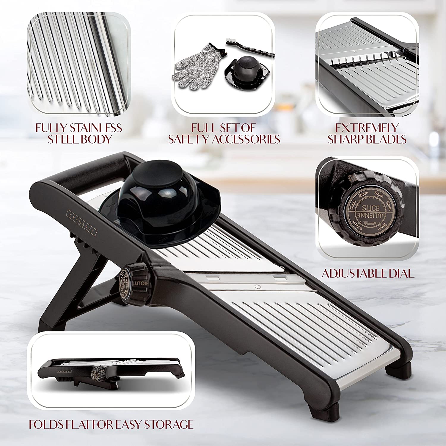 Gramercy Mandoline is dishwasher safe for quick cleanup.