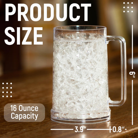 Granatan double-walled clear beer mug highlights sturdy, comfortable handles.