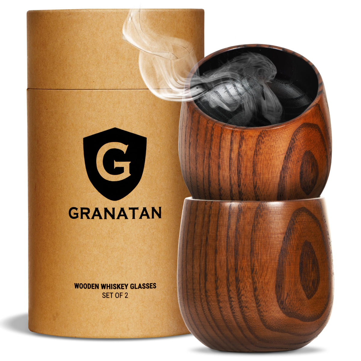 Granatan charred wooden bourbon glass, 10 oz, two-pack for relaxed whiskey moments.