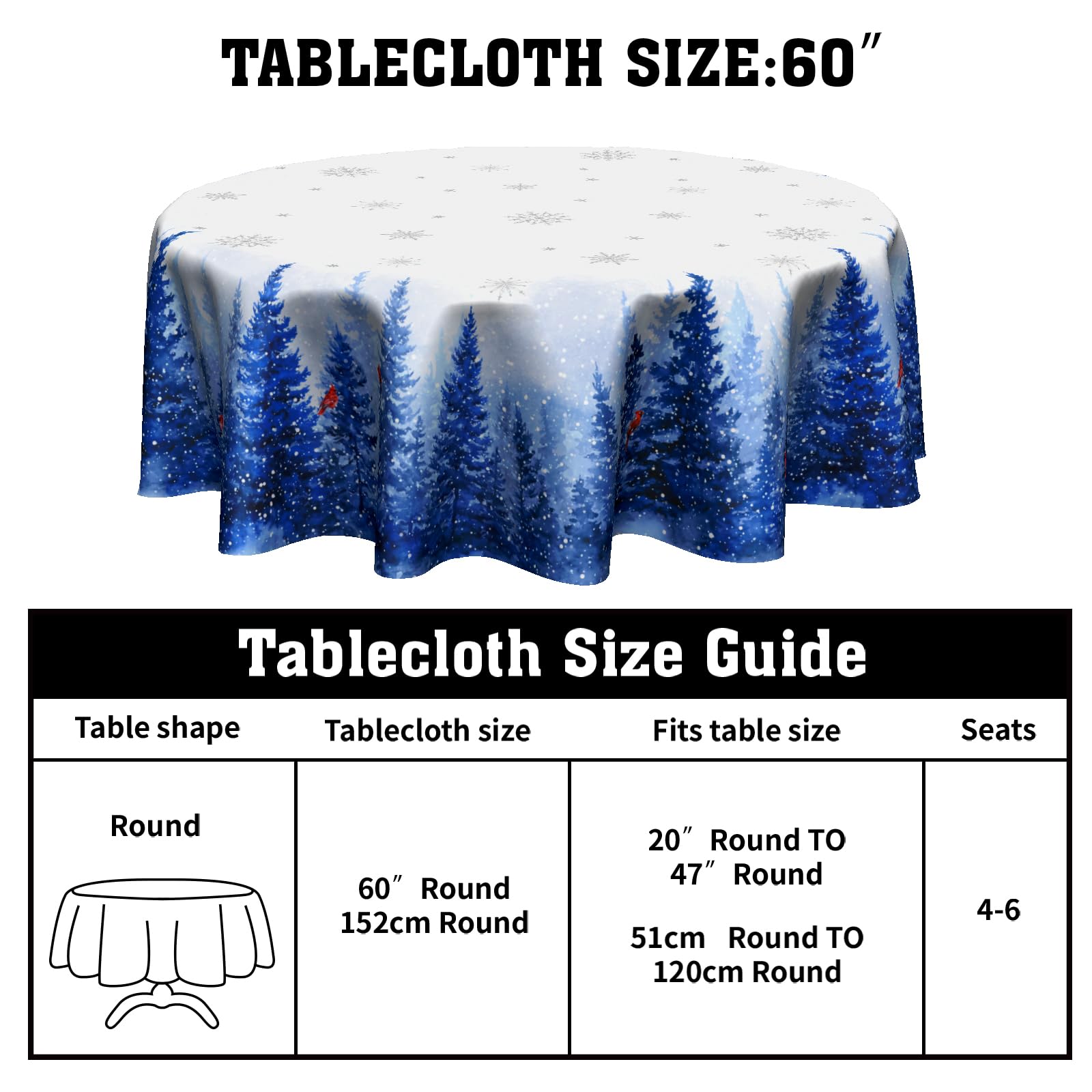 Granbey 60-inch round tablecloth in navy for elegant holiday gatherings
