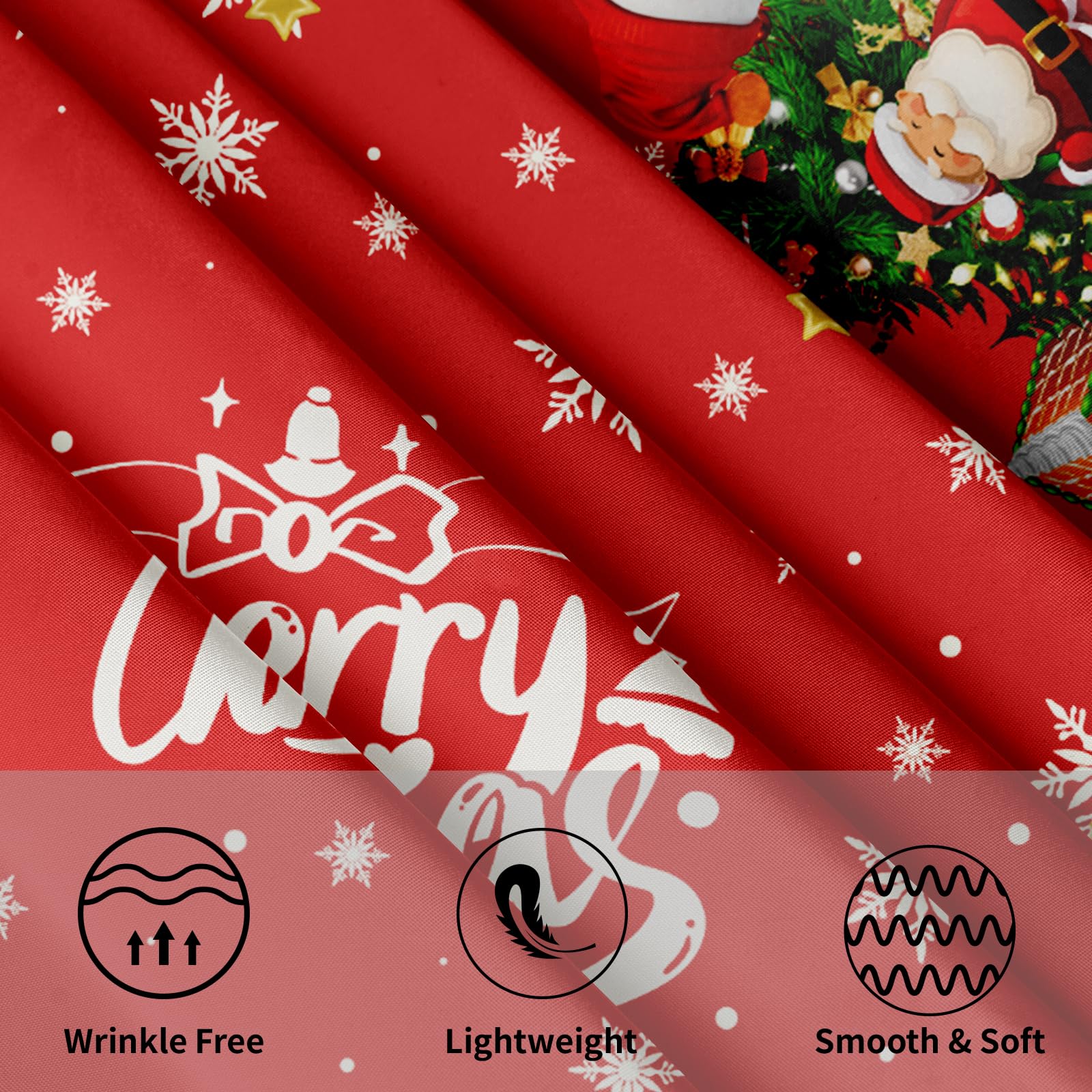 Granbey round tablecloth with Christmas tree for a cheerful setting.