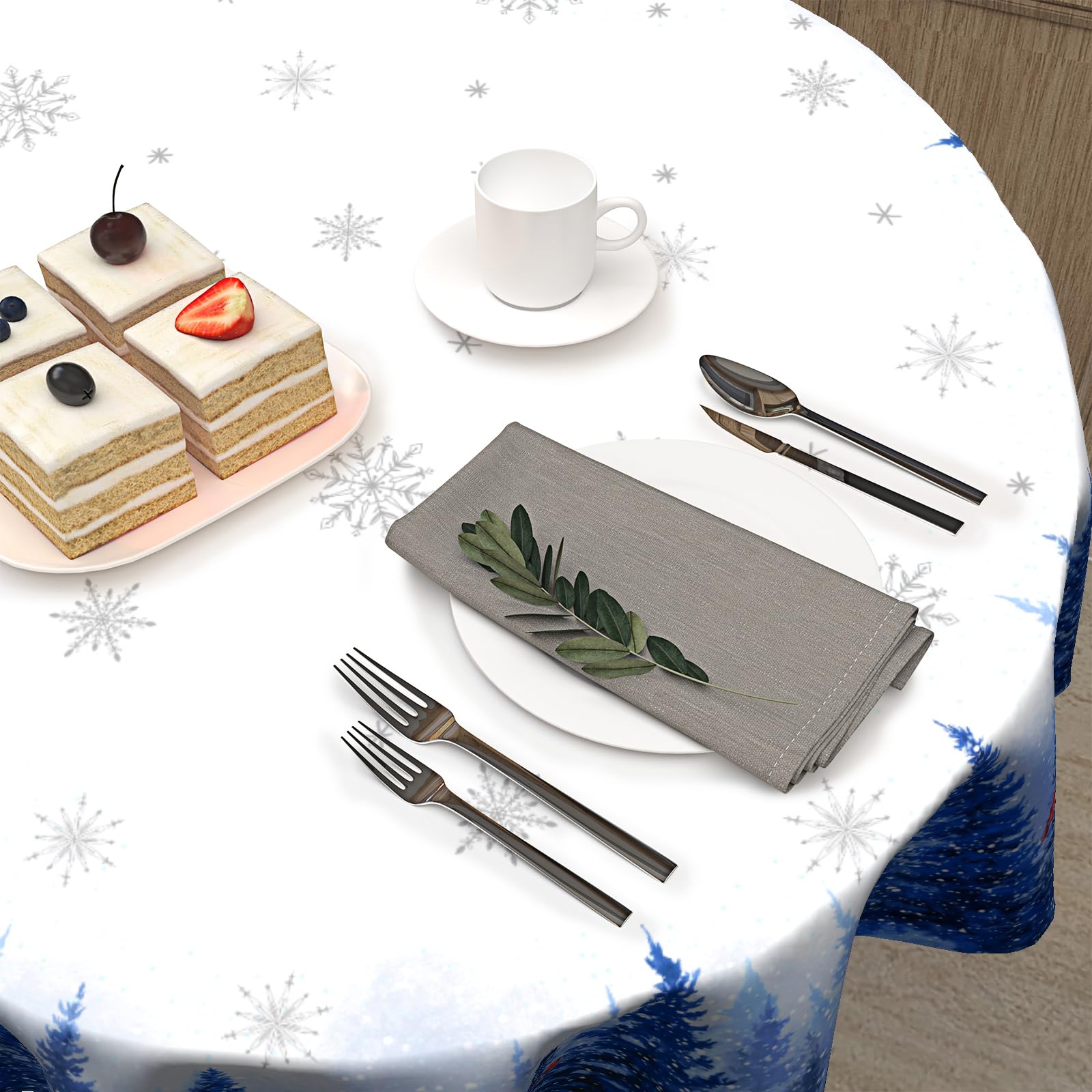 Granbey navy blue holiday cover brightens indoor or outdoor tables