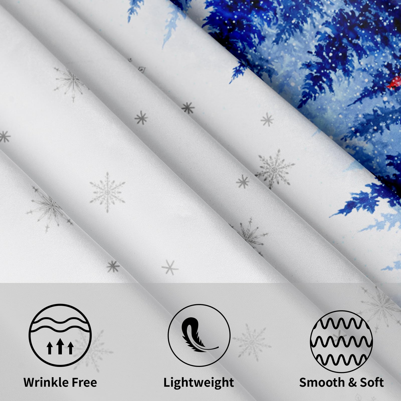 Granbey round tablecloth with snowflake design enhances holiday table appeal