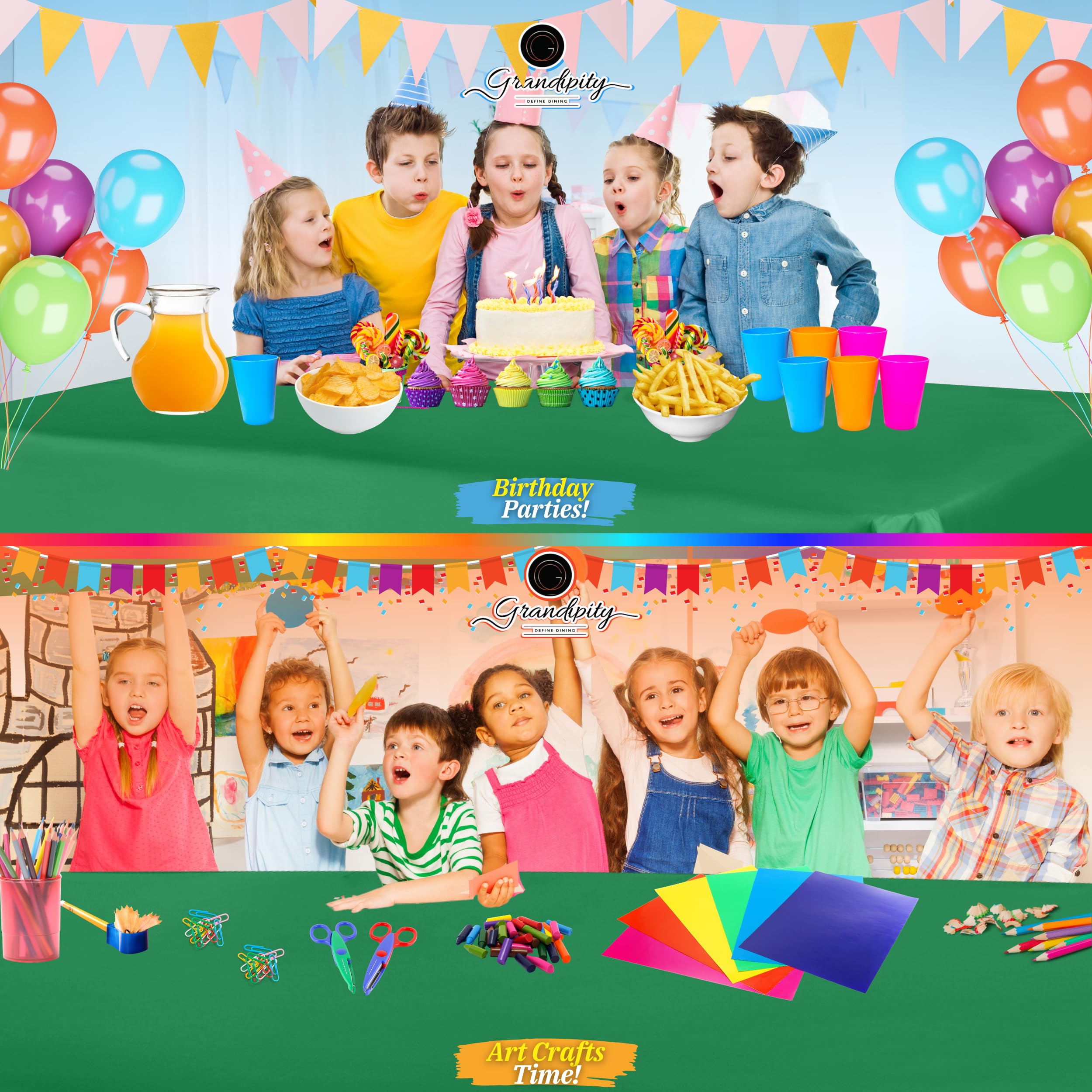 Grandipity disposable tablecloth 6ft8ft-fit covers both 6ft and 8ft tables.