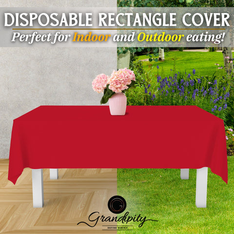 Grandipity 54x108 tablecloth fits most 6–8 ft rectangle tables.