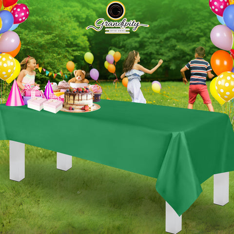Grandipity green plastic tablecloth premium material resists tears and stains.