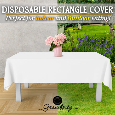 Grandipity six-pack tablecloths for easy cleanup.
