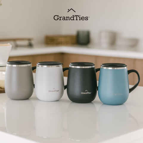 GRANDTIES 16oz capacity supports longer coffee breaks at work or travel.