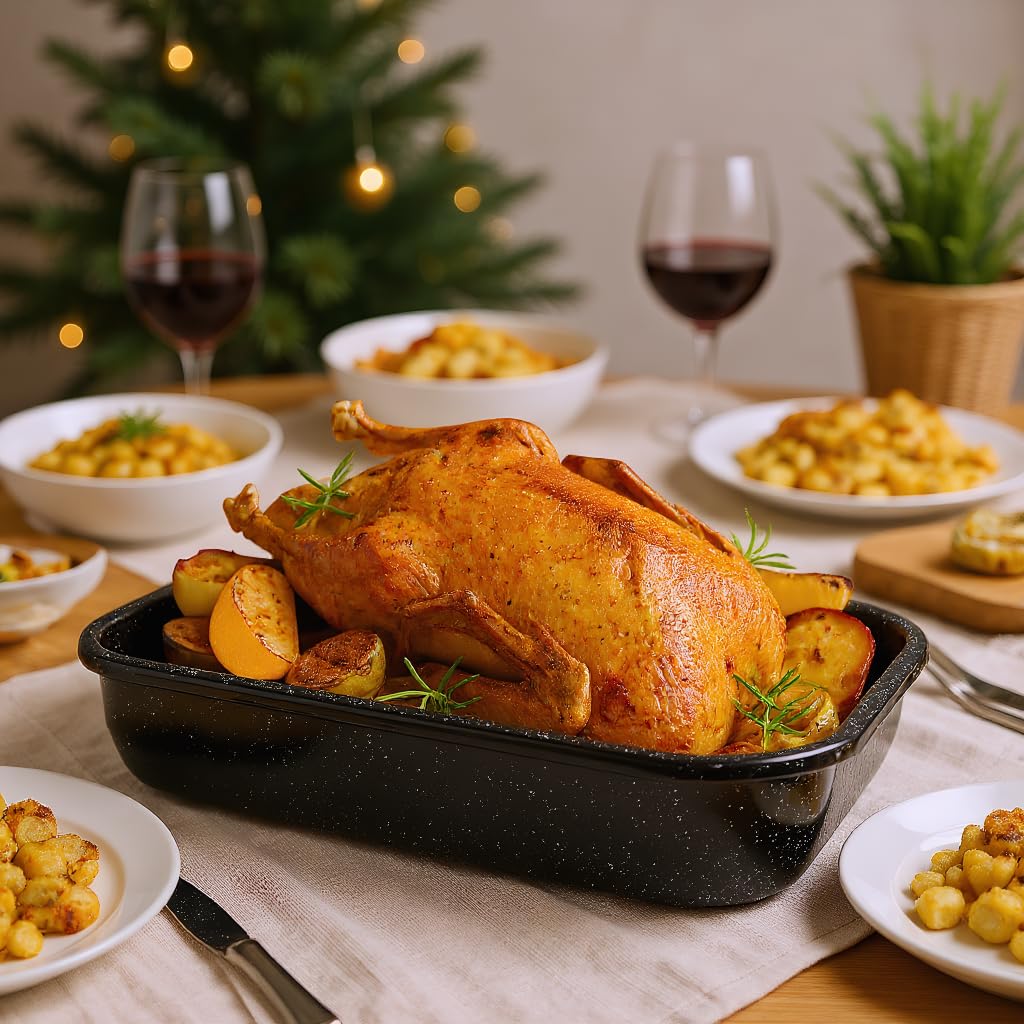 Granite Bowl large enamel pan with granite pattern for durable high-heat cooking.
