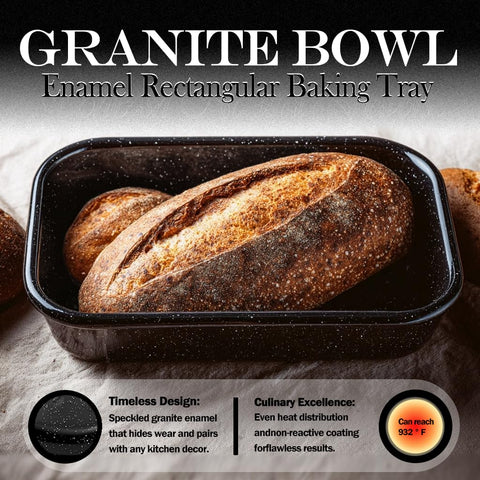 Granite Bowl large roasting pan 17-inch enamel for turkey and big meals.