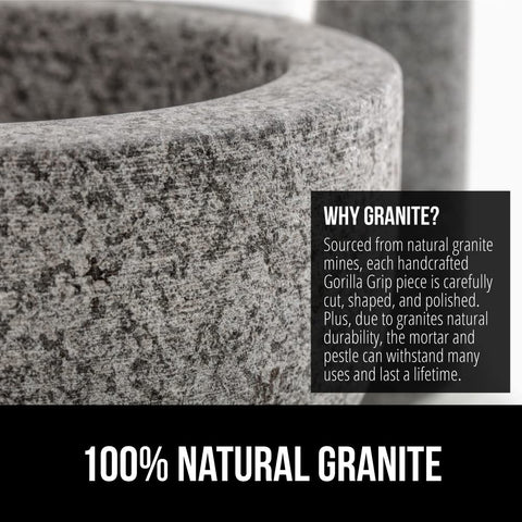 Granite mortar-pestle close-up texture highlighting natural durability for effortless crushing