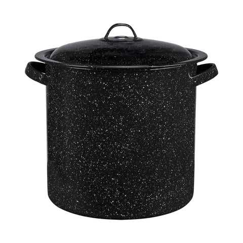 Granite Ware 15.5 qt stock pot with lid for even simmering.