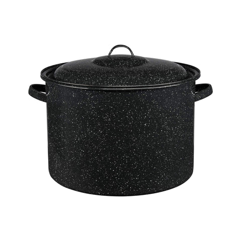 Granite Ware 21-quart stockpot with large capacity for family soups and stews.