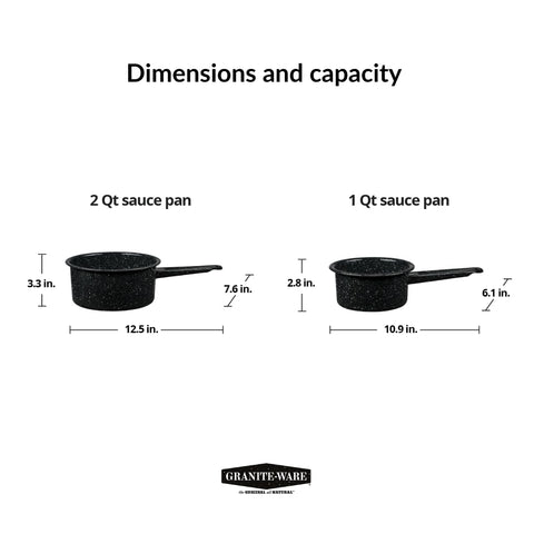 Granite Ware dishwasher-safe saucepan for quick cleanup after meals.