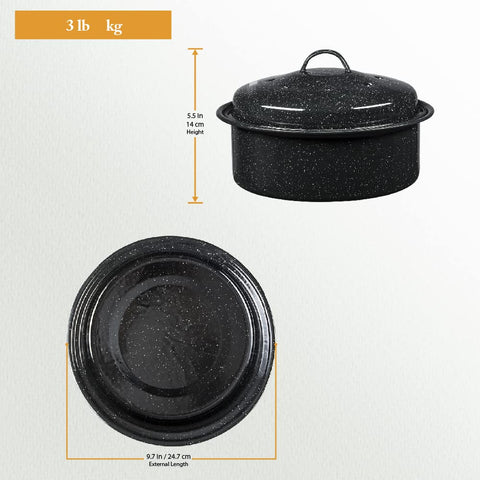Granite Ware porcelain enamel surface provides natural non-stick release