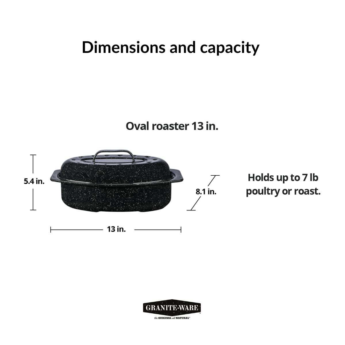 Granite Ware oval roaster with lid used to roast vegetables