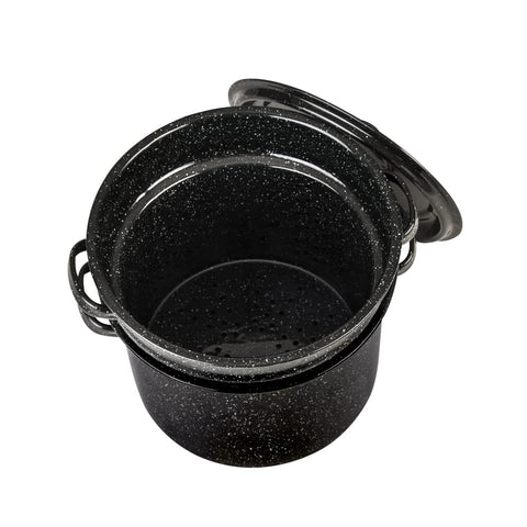Granite Ware porcelain enamel surface resists sticking and flavors stay pure.