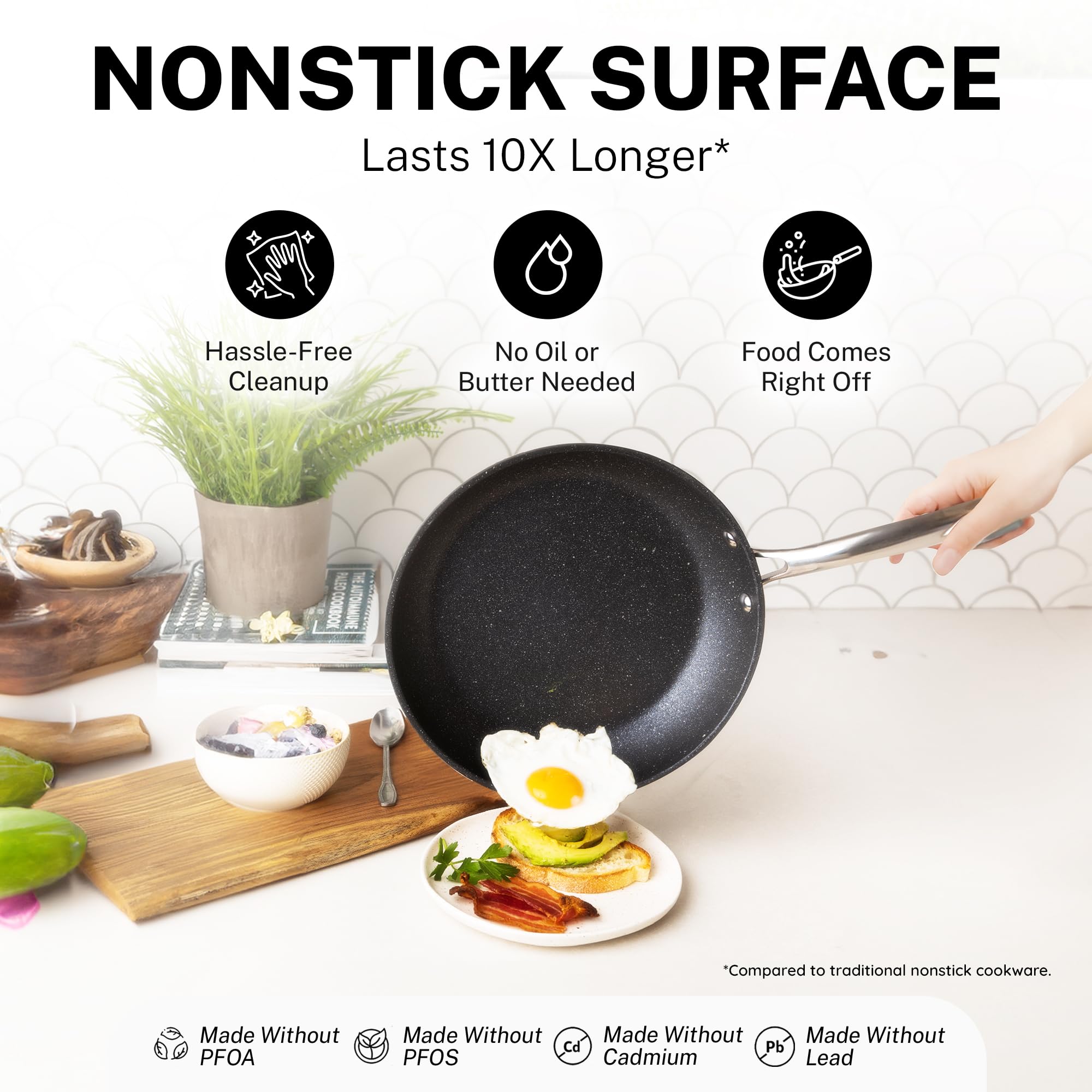 Granitestone 10-inch frying pan with durable nonstick surface.