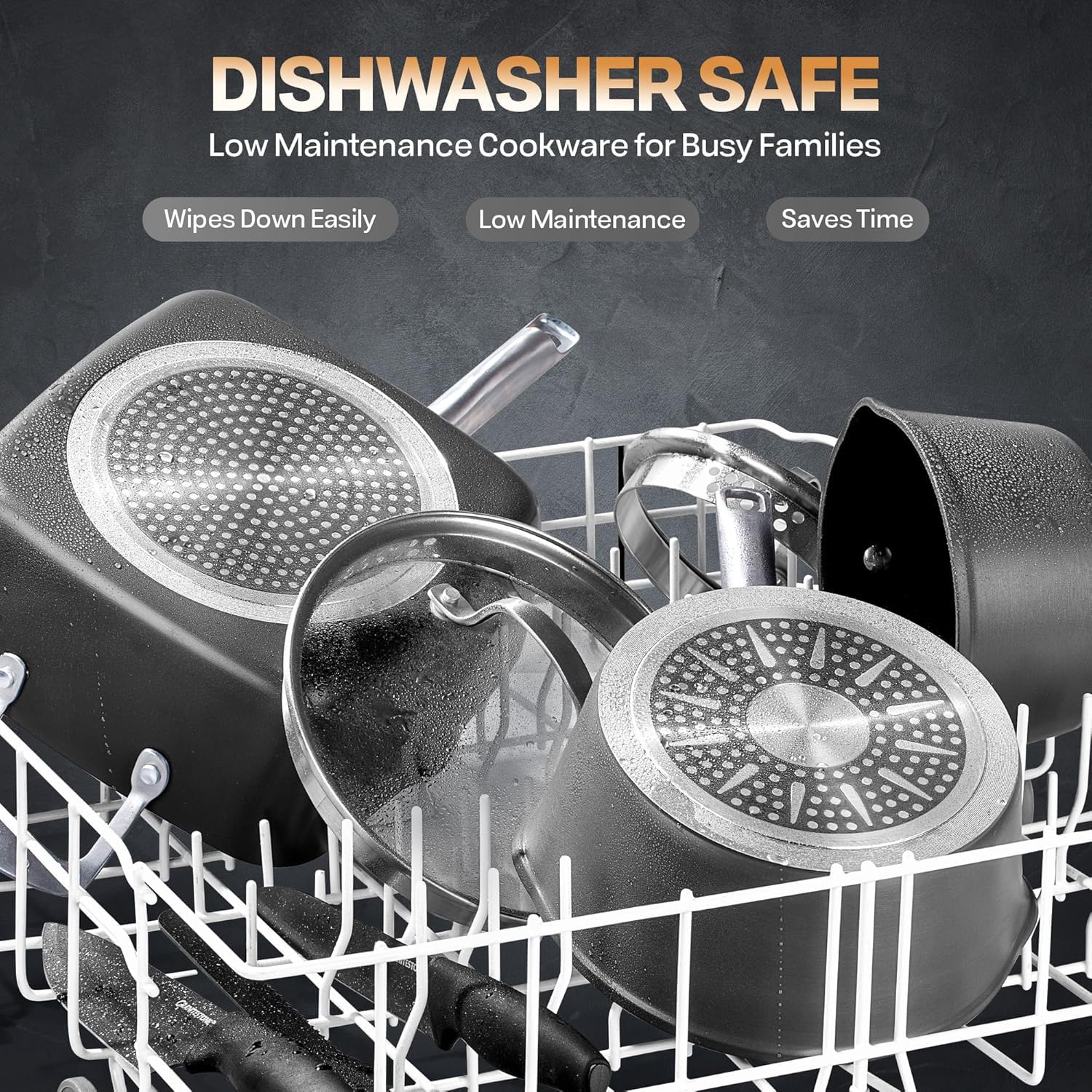 Granitestone Armor Max in dishwasher ready for easy cleanup after meals.