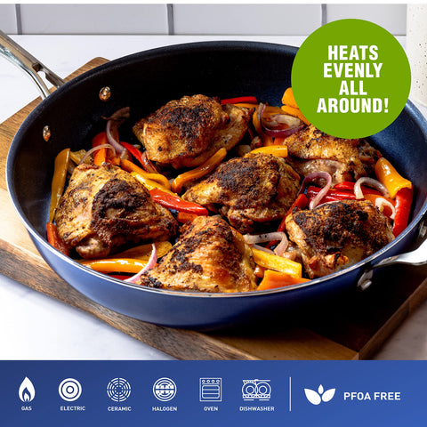 Granitestone blue classic design with professional handles for weekday cooking.