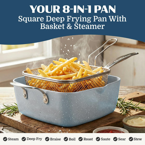 Granitestone Ceraluxe 20pc set square shallow pan for versatile sautéing