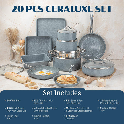 Granitestone Ceraluxe ceramic nonstick coating for easy release and cleanup