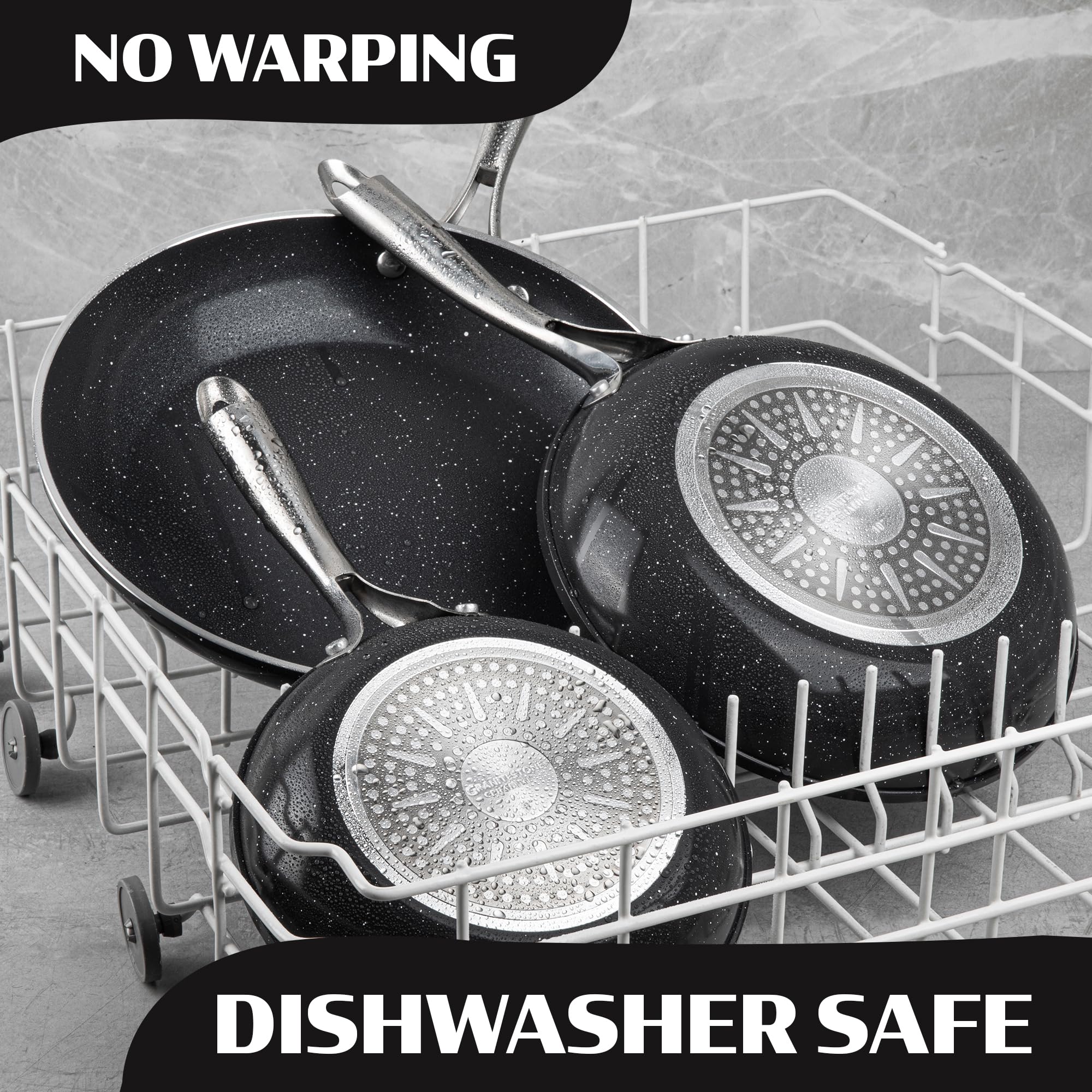 Granitestone Ceraluxe oven-safe pan finishing a dish in the oven.