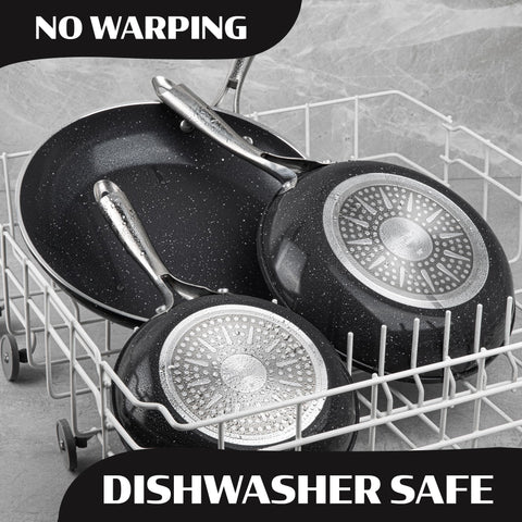 Granitestone Ceraluxe oven-safe pan finishing a dish in the oven.