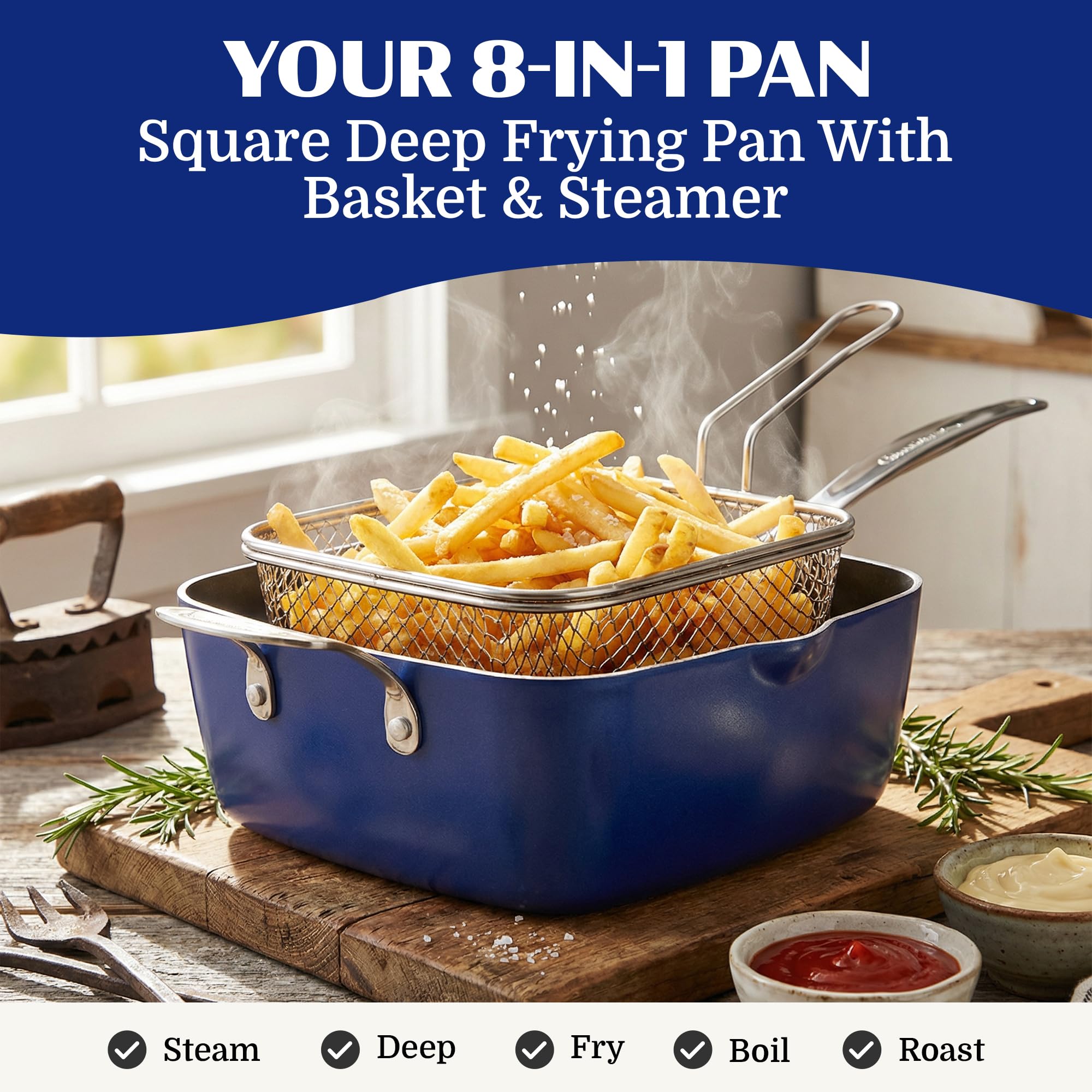 Granitestone Ceraluxe 20Pcs set square shallow pan for quick baking.