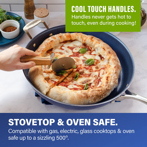 Granitestone family-sized skillet ideal for large omelets and sautéed dishes.