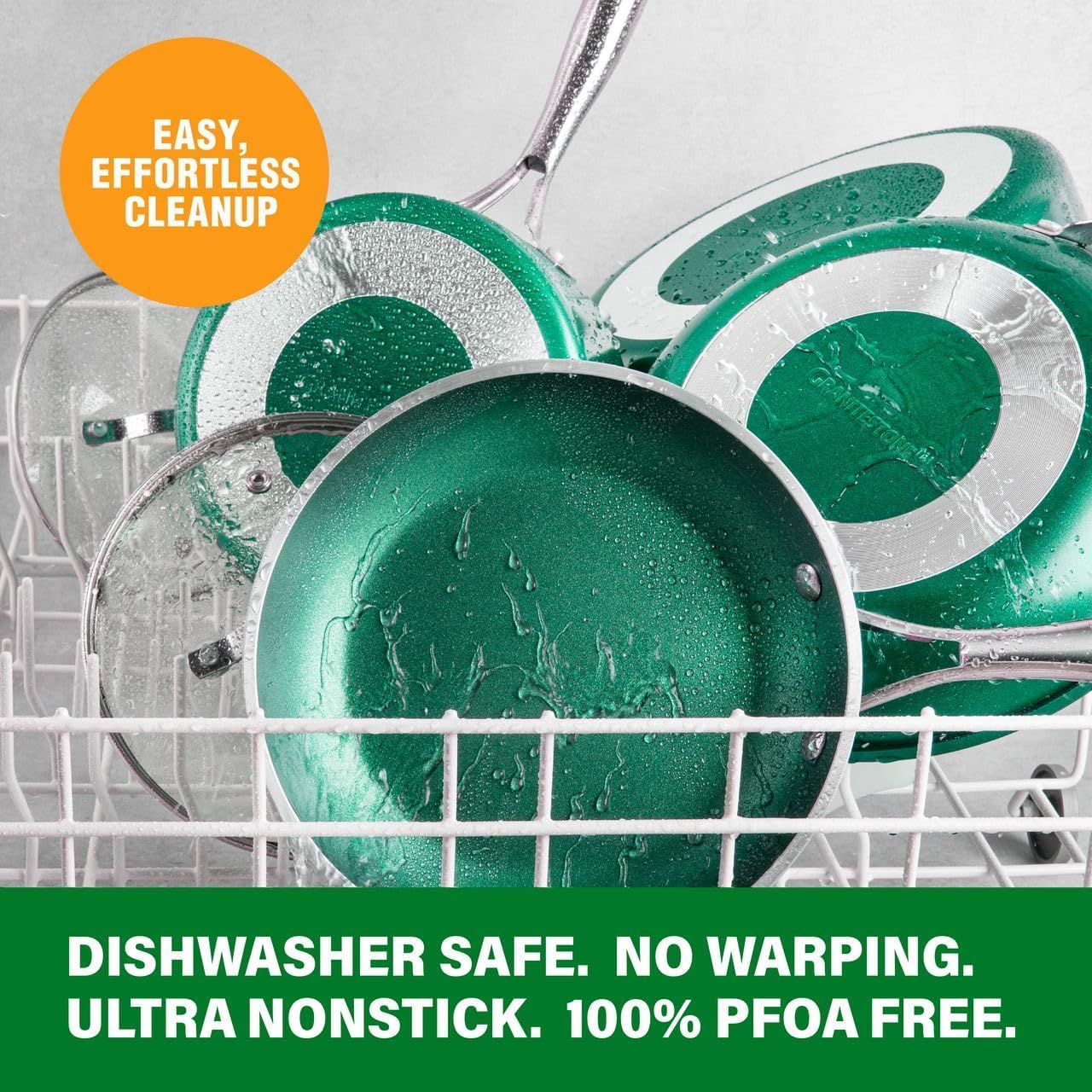 Granitestone Green Frying Pan delivers even heat distribution across the surface.